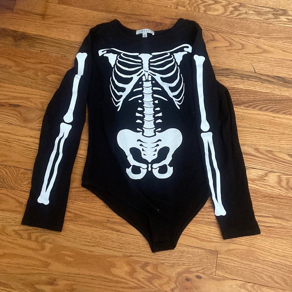 Black Skelton Graphic Long Sleeve Bodysuit